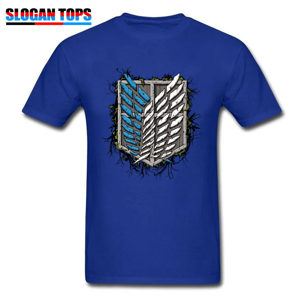 Survey corps Design T Shirt for Men All Cotton Summer/Autumn Tops Shirts Hip hop Sweatshirts Short Sleeve Plain Round Collar Survey corps blue