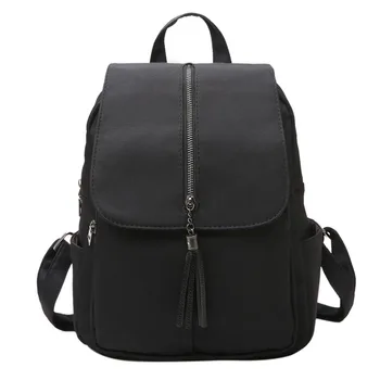 Women's Backpack Travel Zipper Tassel Women Nylon Backpack Rucksack Teenage Backpacks For Girls School Bags Mochilas Feminina forudesigns drawstring bag backpacks for teenage girls flamingo print women rucksack travel softback string pouch sack bags