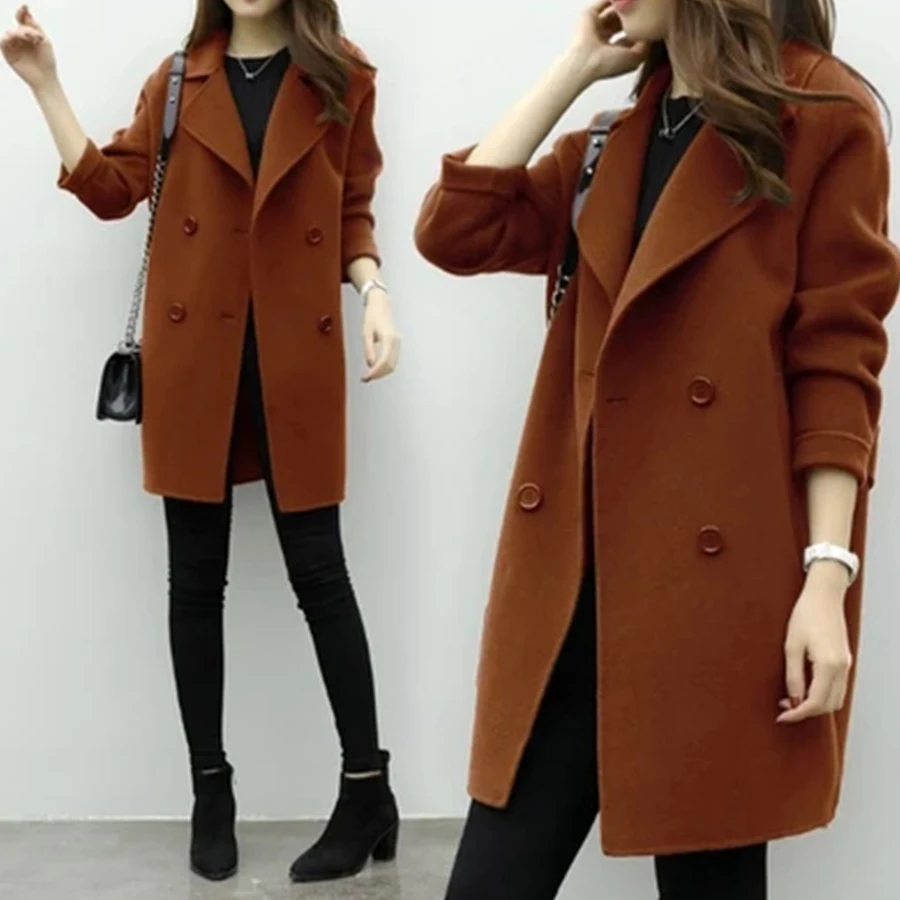 Winter Wool Coat Women Fashion Lapel Drop-Shoulder Casual Long Coat Ladies Loose Black Slim Plus Size Outwear Blends Jacket 2018 Winter Wool Coat Women Fashion Lapel Drop-Shoulder Casual Long Coat Ladies Loose Black Slim Plus Size Outwear Blends Jacket 2018