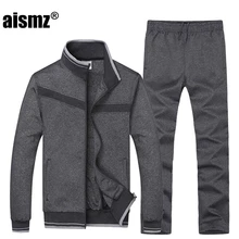 Aismz высококачественные мужские комплекты куртка на молнии+ штаны Спортивная одежда Новые повседневные спортивные костюмы мужские спортивные костюмы комплект из двух предметов