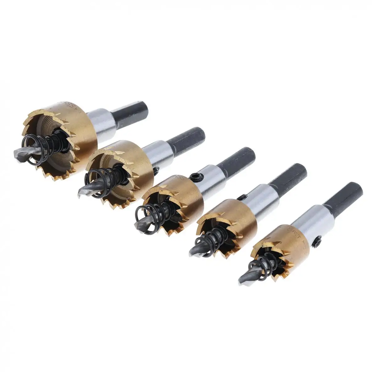 TORO 5pcs Hole Saw HSS Drill Bit Drilling Hole Cut Tool with 16/18.5/20/25/30mm Hole Saw Cutter for Installing Locks Door Knobs
