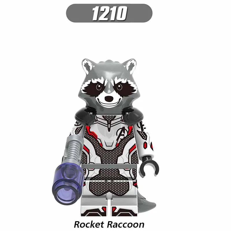 

Single LegoINGlys Avengers 4 Super Heroes Rocket Raccoon Thor Iron Man Ant Man Figures Building Blocks Toys For Children Gift