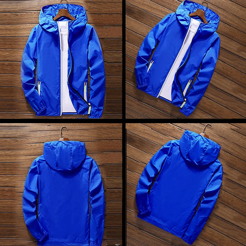 Oversize Men Windproof Cycling Jackets Male Male's Zip Thin Coat 2018 Autumn Sport Outdoor Hooded Waterproof Jackets Sportwear