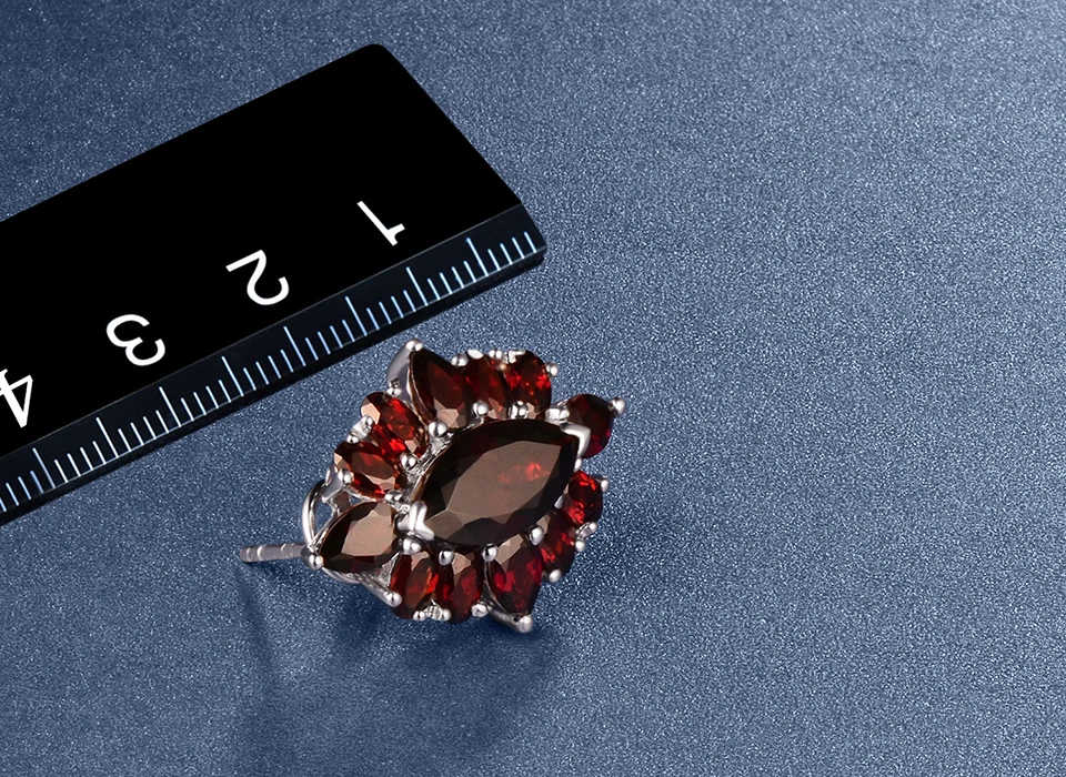 Hutang красный гранат клип серьги 14.5ct натуральный драгоценный камень Твердые 925 пробы серебряные ювелирные изделия Лучший подарок на Рождество