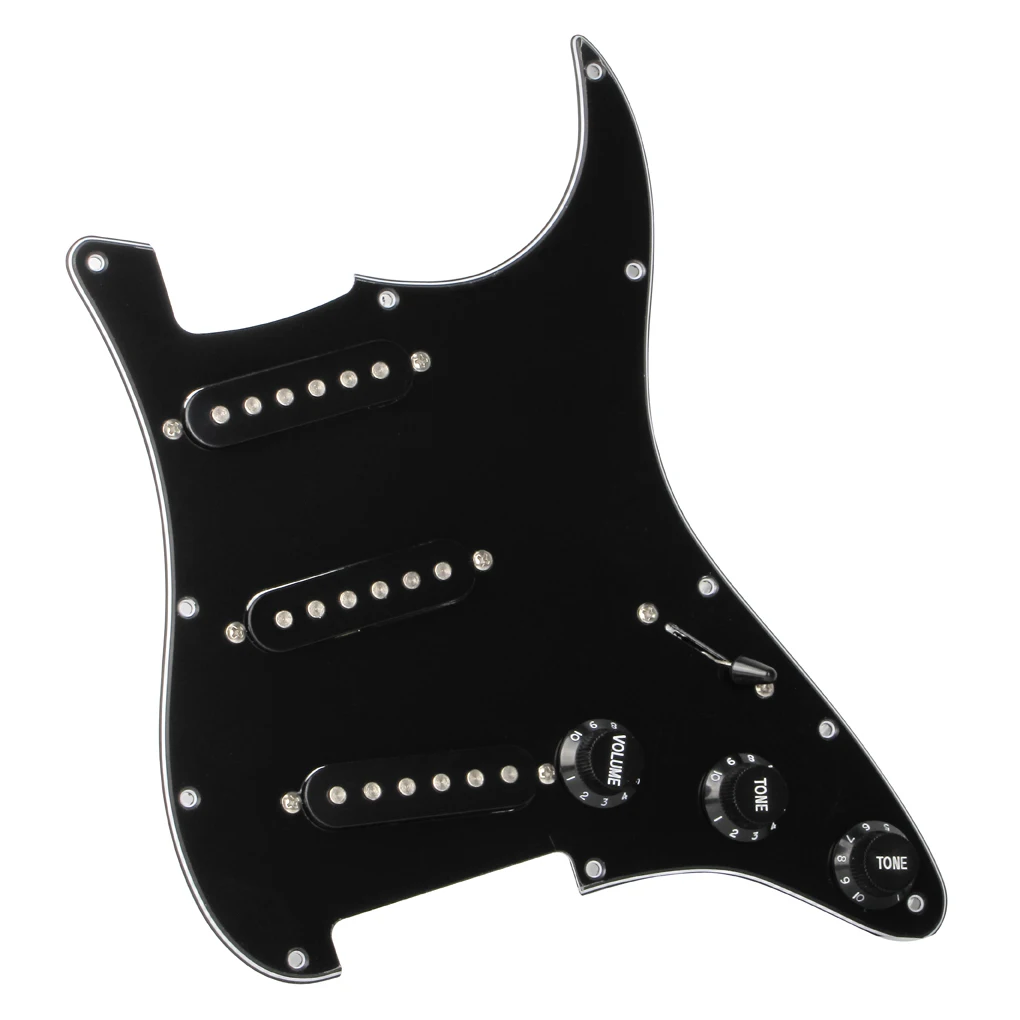 FLEOR черный загруженный предпроводной гитарный набор Pickguard SSS одинарные катушки
