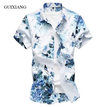 Летний стиль мужской бутик, Цветы рубашка с короткими рукавами модная повседневная Молодежная популярность тонкая короткая рубашка мужская плюс размер M-7XL