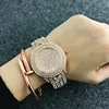 Saat-montre de luxe pour femmes, strass, Bracelet en acier complet ► Photo 3/4