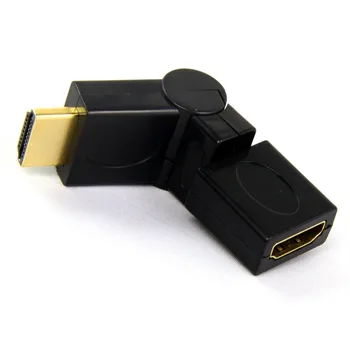 

Universal HDMI 1.4 Angled Type HDMI Male to Female 90 180 360 Degree Rotating Adapter Gold plated connectors Black 500pcs