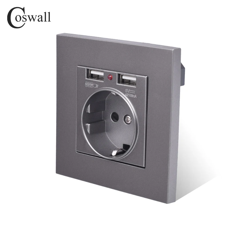 Coswall двойной usb порт для зарядки 5 в 2 1 а светодиодный индикатор 16А настенная