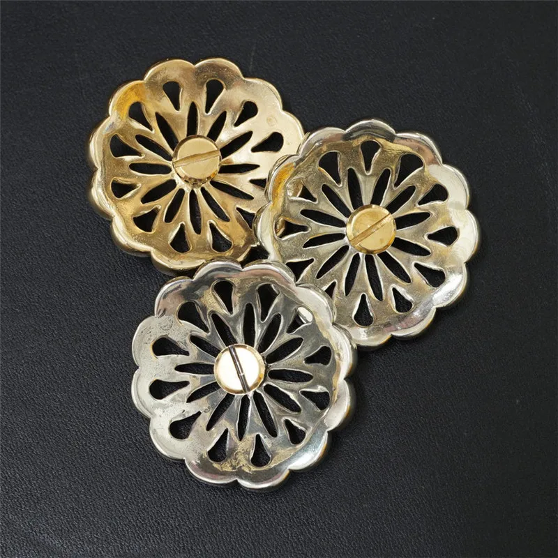 37mm Pure Brass Buckles Metal Antique windmill Round Smooth Face For Belt Bag Clothes And All Diy Decoration