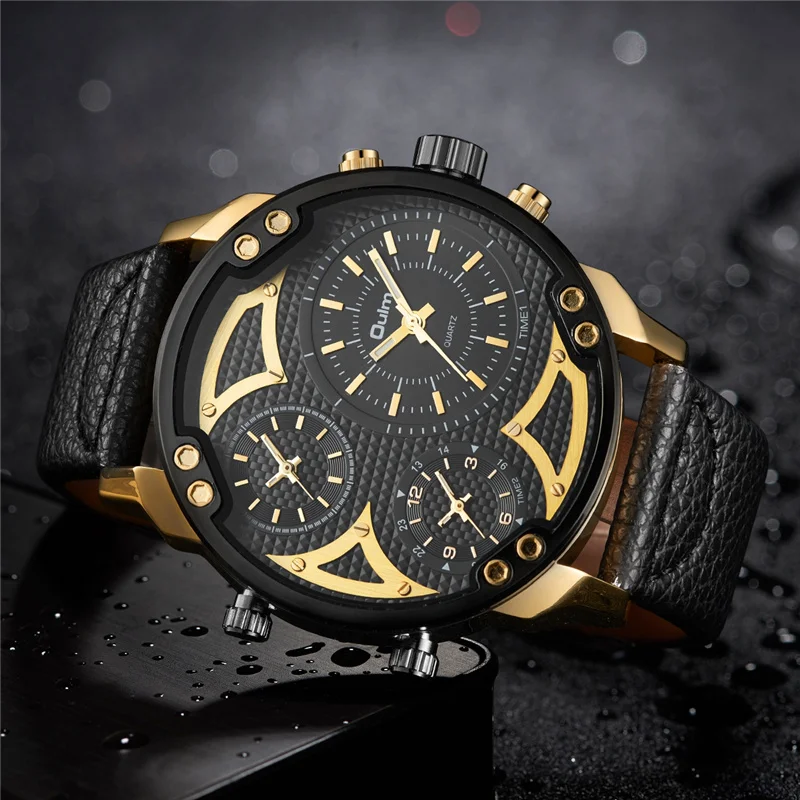 Oulm Three Time Zone Watches Men Luxury Brand Big Size Men's Wrist Watch Male Quartz Clock Unique Military Watches relogio Oulm Three Time Zone Watches Men Luxury Brand Big Size Men's Wrist Watch Male Quartz Clock Unique Military Watches relogio