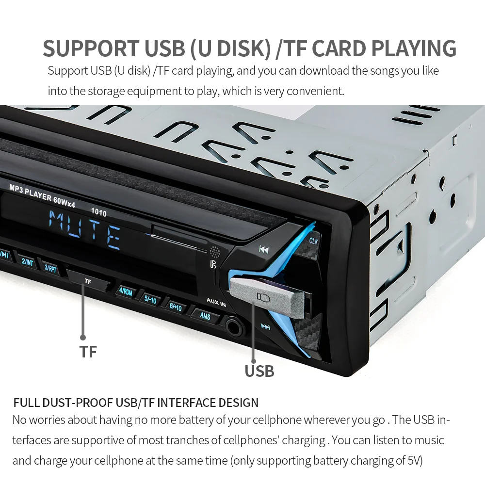 Авто Радио автомобиля Радио automagnitol 12 В Bluetooth V2.0 SD USB MP3 WMA Аудиомагнитолы автомобильные стерео-dash 1 DIN fm AUX Вход приемник