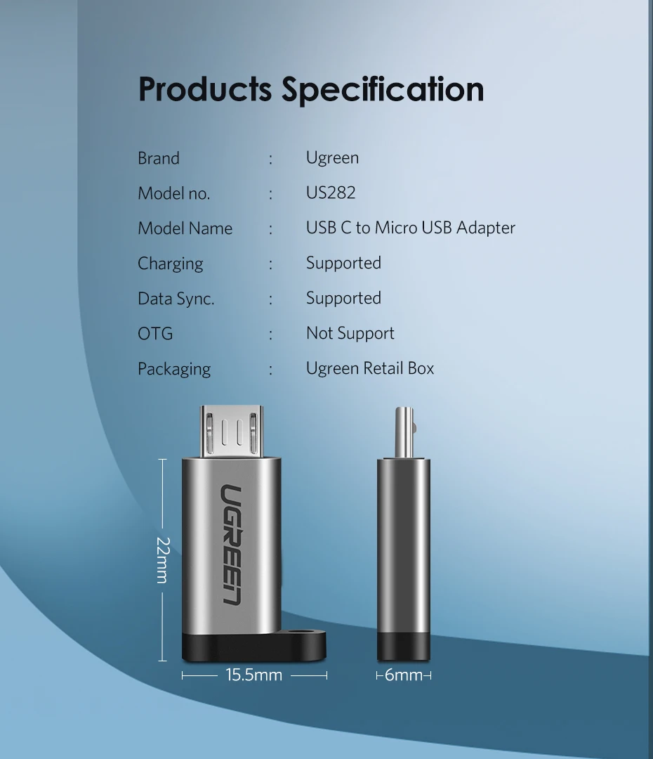 Ugreen usb type c к micro usb адаптер для samsung Galaxy s7 huawei sony xiaomi redmi note 5 pro зарядное устройство Зарядка otg конвертер