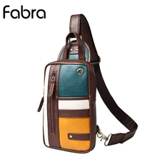Фабра для мужчин из искусственной кожи Слинг Груди день назад пакет сумка многоцветная Лоскутная Кроссбоди один рюкзак плеча курьерские сумки коричневый