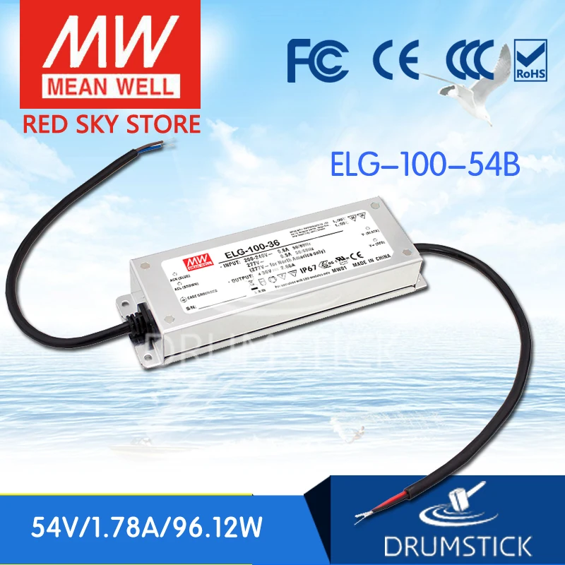 

MEAN WELL ELG-100-54B-3Y 54V 1.78A meanwell ELG-100 54V 96.12W Single Output LED Driver Power Supply B type