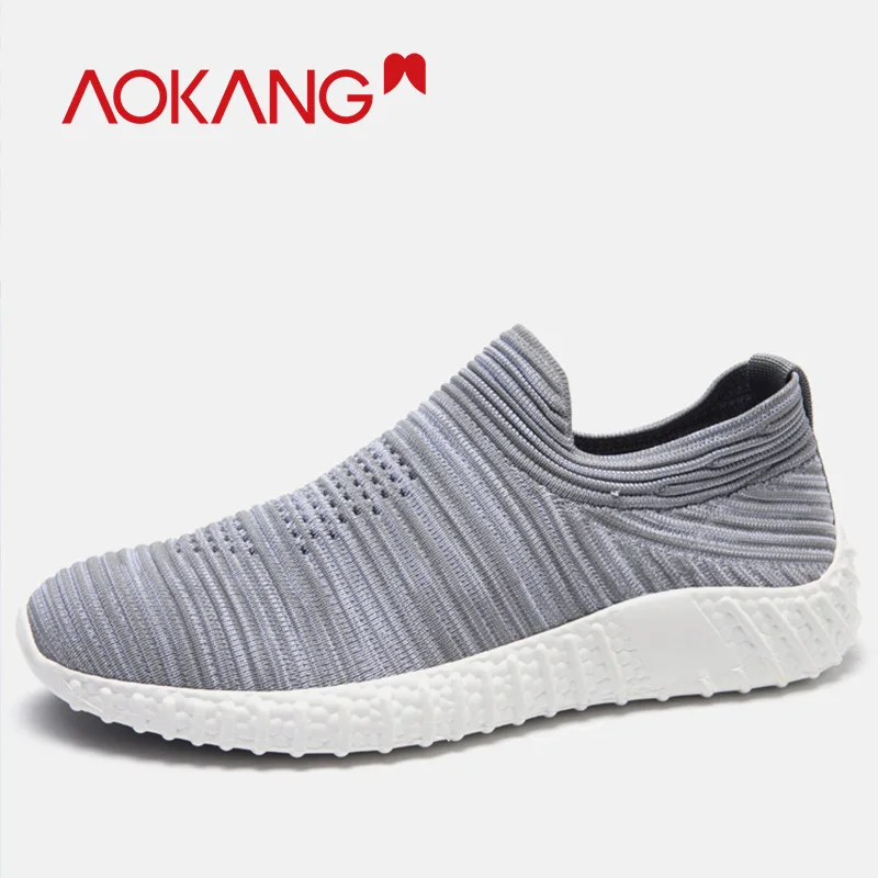 

AOKANG 2019 Non Slip Shoes Men Summer breathable comfortable men casual shoes slip on shoes men flyknit light anti slip shoes