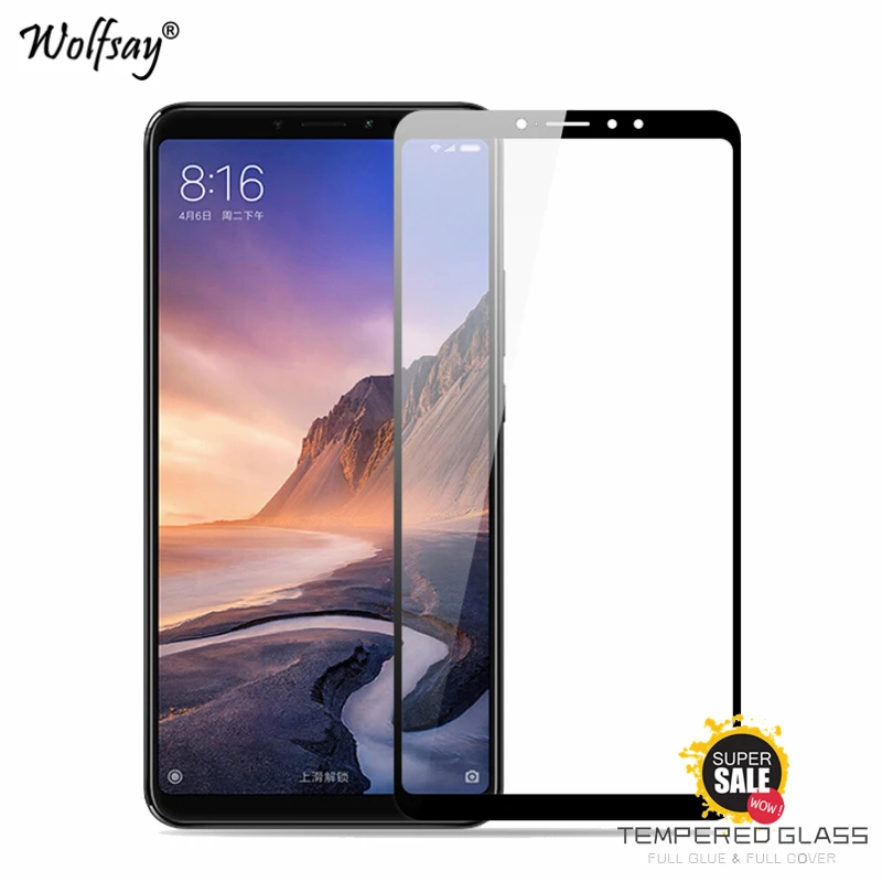 2PCS Full Glue Glass For Xiaomi Mi Max 3 Screen Protector Tempered Phone Film Max3 | Мобильные телефоны и аксессуары