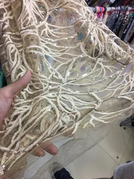 

High Quality African Lace Fabric with sequins S-7811 African tulle Lace For Sewing Nigeria Tulle Lace Fabric For Wedding