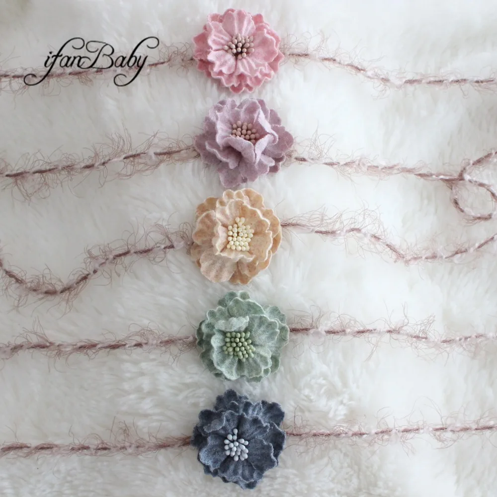 

Boutique kids girl hair flower headwear soft back tie headband leather flower headband