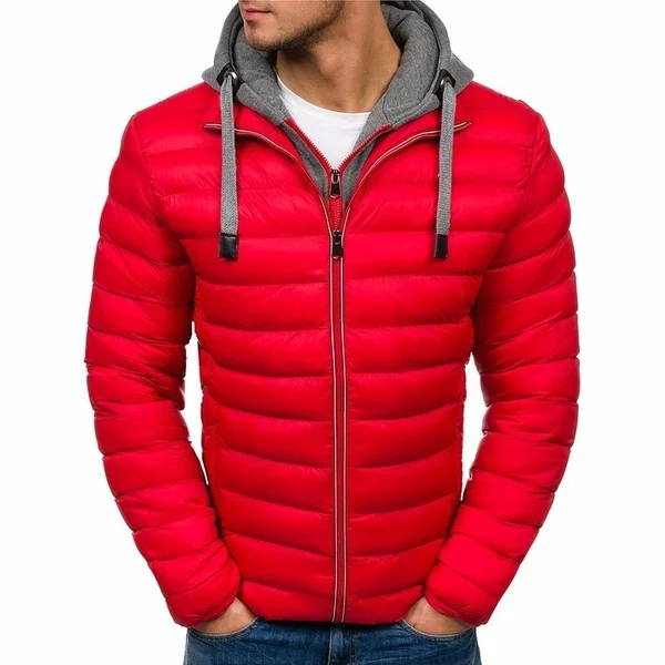 Plus Size Mens Fashion Autumn Winter Men Coat Hooded Jacket Puffer Cotton Coat Casual Zipper Hoodies Mens Overcoats Clothing