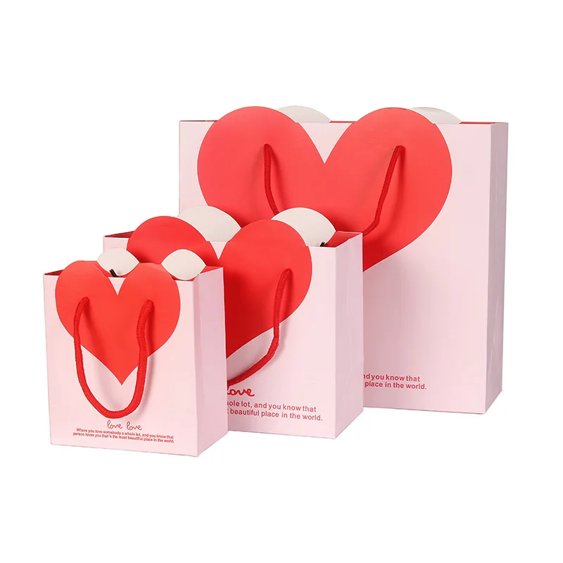 FUNNYBUNNY Valentine розовые красные бумажные подарочные пакеты/товары на День Святого