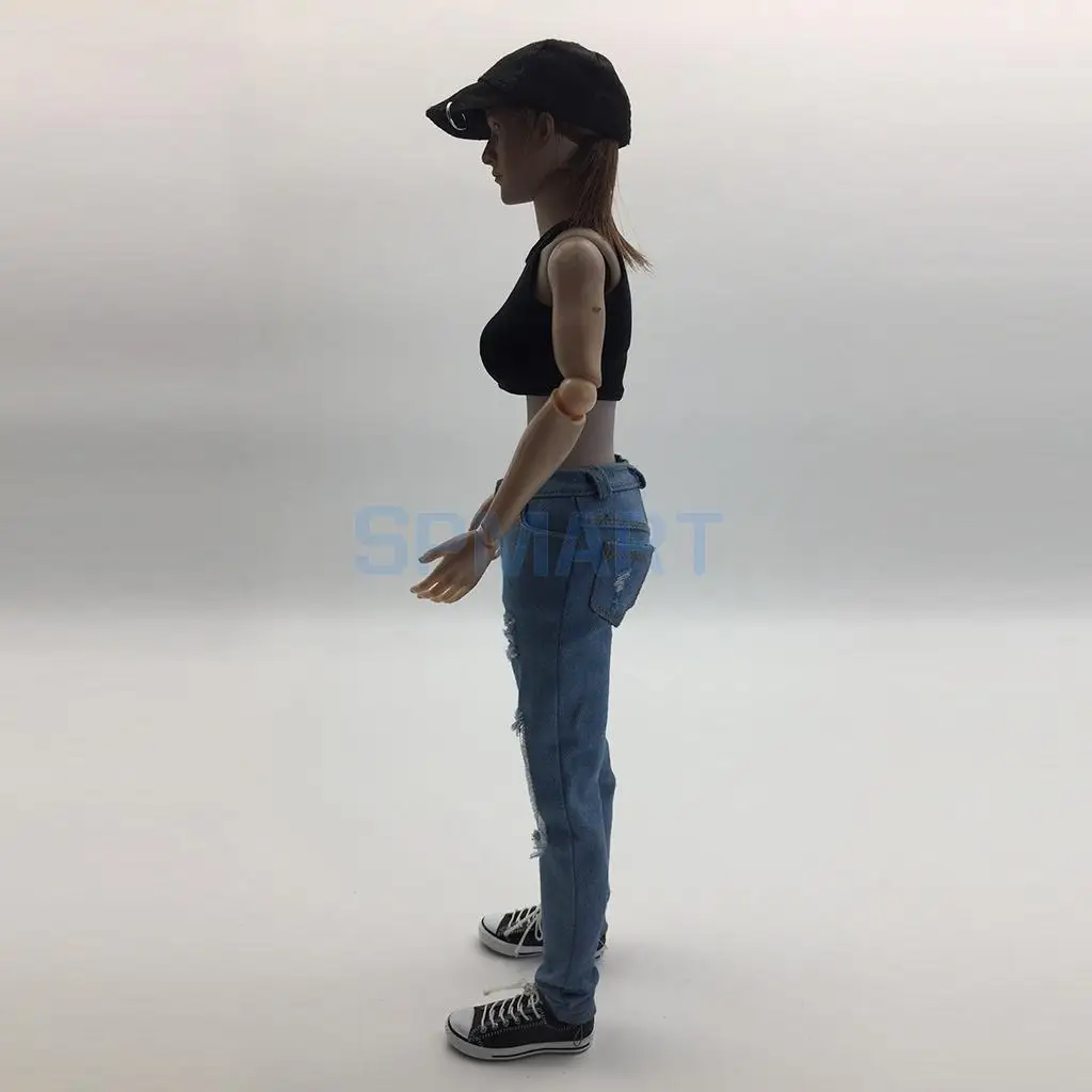 1/6 Scale Female Ripped Jeans Women Pants Clothes Set for 12'' Phicen Kumik Soldier Action Figures Collectible DIY Accessories