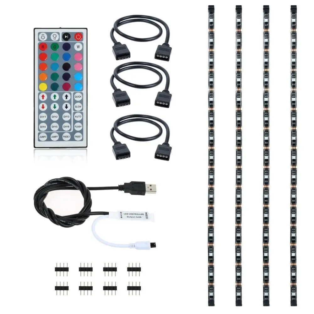 

LED TV USB Backlight Light Kit Computer RGB LED Light Strip Remote Controller Multicolor RGB LED Tape lamp Kit DC 5V USB Power
