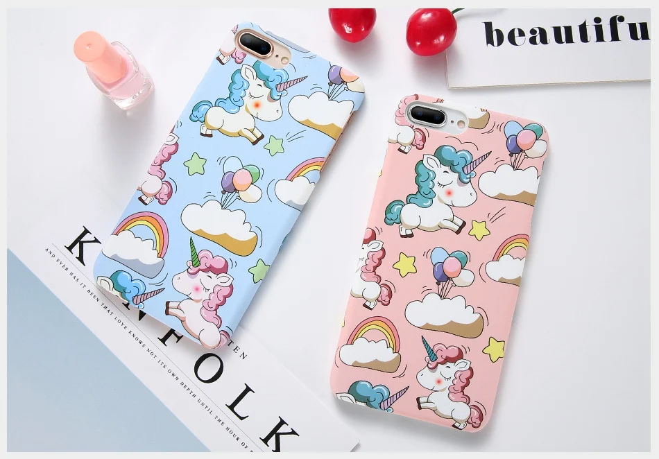 KISSCASE Единорог рисунком чехол на айфон 8 7 6S 6 X XS Max XR Cute Case телефон чехлы для iPhone 8 7 6S 6 Plus Жесткий PC задняя крышка аксессуары 10 Милый Девчушки чехол для iPhone X 5S SE 5 10