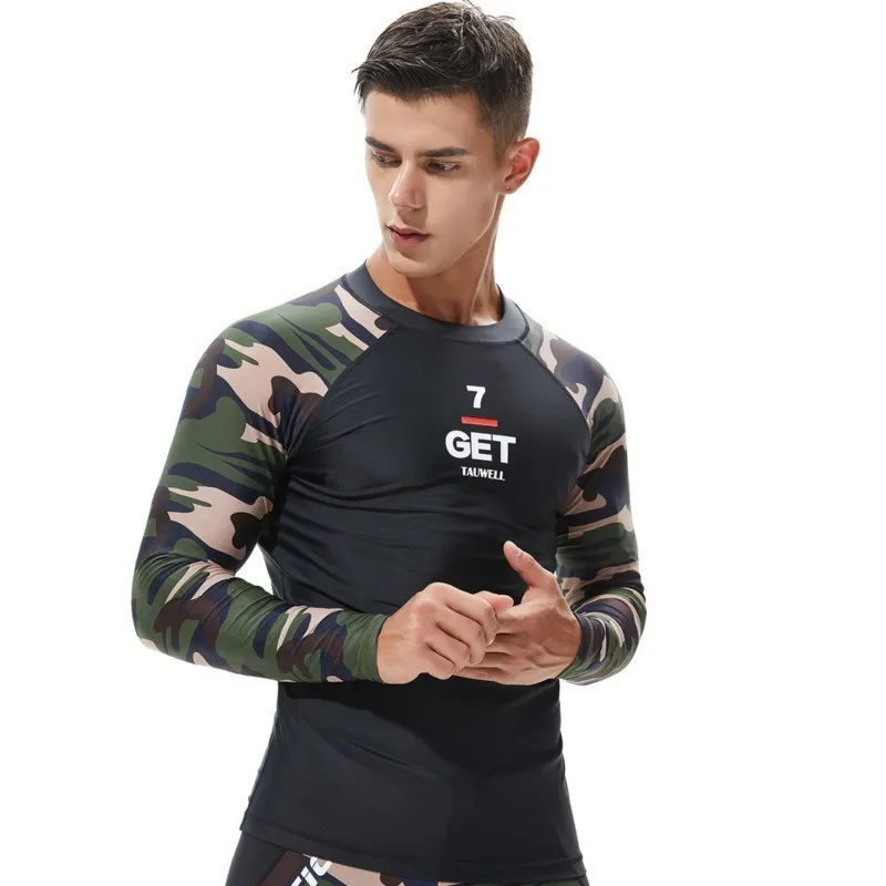 Camo Rashguard мужской купальник с длинным рукавом Rashguard Мужчины s плавание серфинг костюм парусный гидрокостюм для дайвинга Футболка для плавания ming быстросохнущая