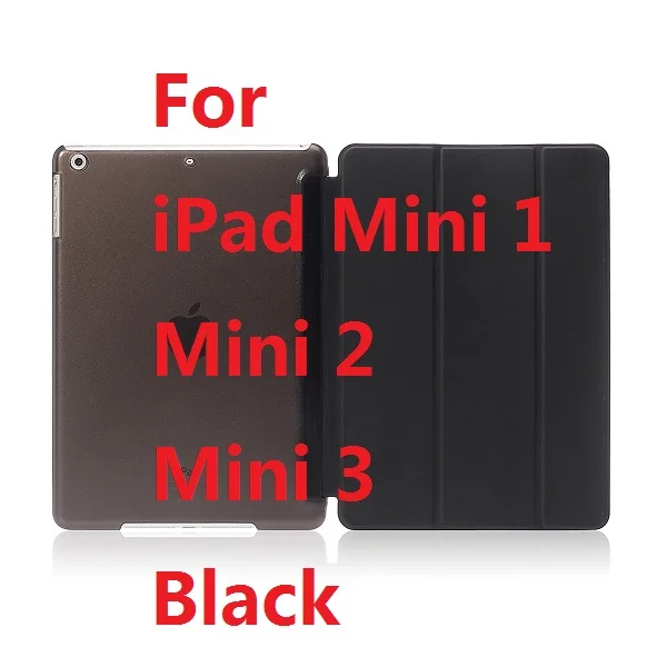 QUWIND ультра тонкий складной чехол из искусственной кожи с кристальной жесткой задней смарт-подставкой для iPad 2 iPad 3 iPad 4 Mini 1 2 3 4 5 - Цвет: For iPadMin123 Black