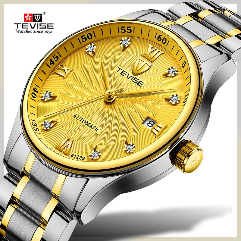 

Tevise Men Automatic Watches Fashion Mechanical Man Watch Gold Luxury Waterproof Wristwatch Male Clock Relogio Masculino