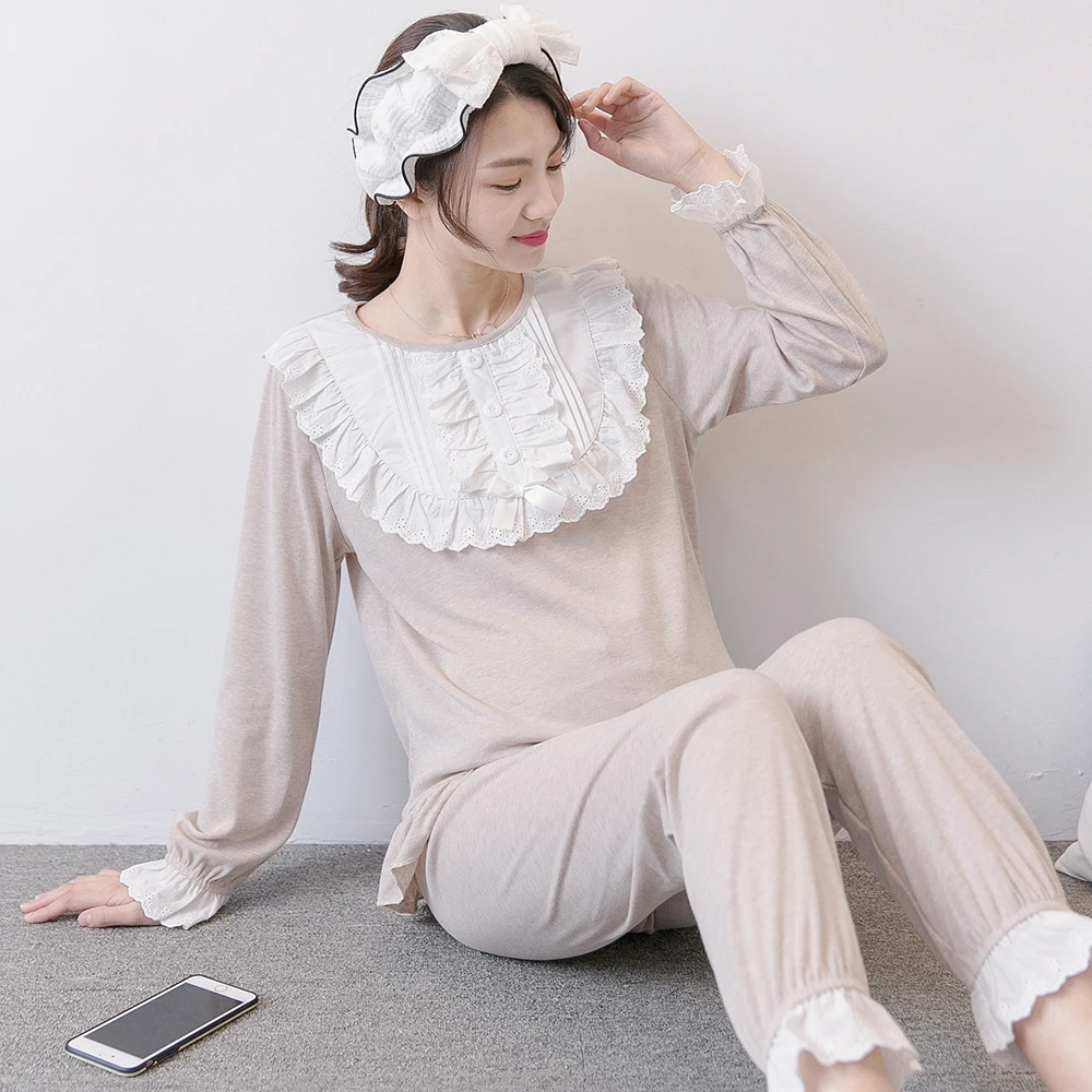 

Maternity Nightwear Breastfeeding Pajamas Nursing Nightgown Pregnancy Clothes Thin Cotton Women Sleep Clothes Homewear Set