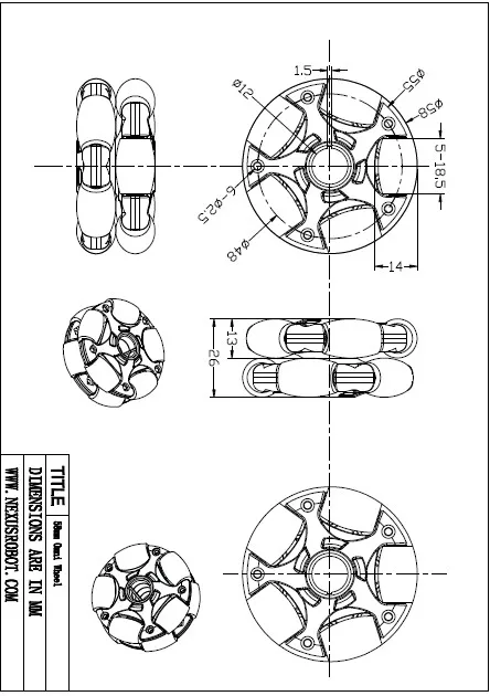 58 мм NXT совместимые всенаправленные колеса (всенаправленные колеса) 14135|wheel|wheels