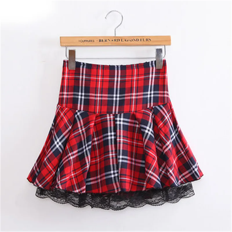 Высококачественная Модная японская школьная форма, юбка JK, клетчатая мини плиссированная кружевная юбка для девочек, юбки для студентов - Цвет: 3