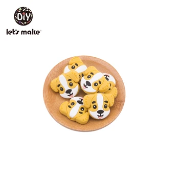 

Silicone Beads BPA Free Silicone Teething Necklace Accessories Nursing Cartoon Dogs Animals Teething Toys 5pcs Baby Teether