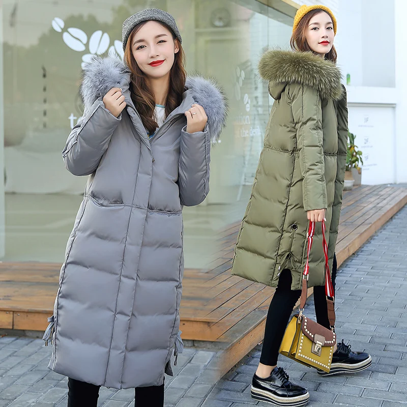 

2017 Winter New Womens Down Coat Thick Warm Women Jacket Hooded big fur collar Female Parkas Jackets Fashion Coats plus size 4xl