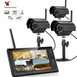 7 "ЖК дисплей 4CH беспроводной CCTV камера DVR цифровой видео охранных системы открытый видеоняни и радионяни Комплект sd карты обнаружения