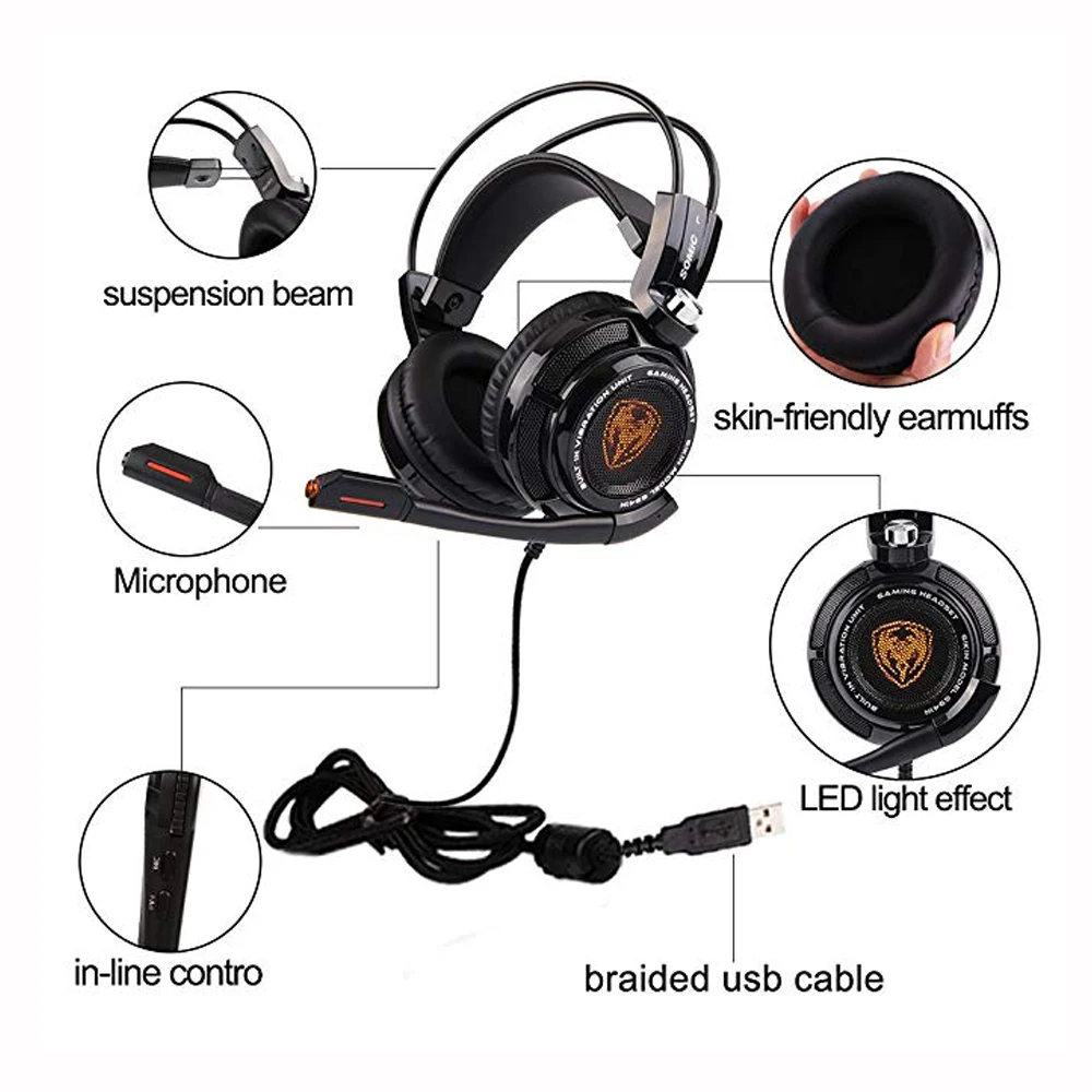 Somic G941 7 1 звуковая вибрация игровая гарнитура стерео Бас шумоподавление наушники
