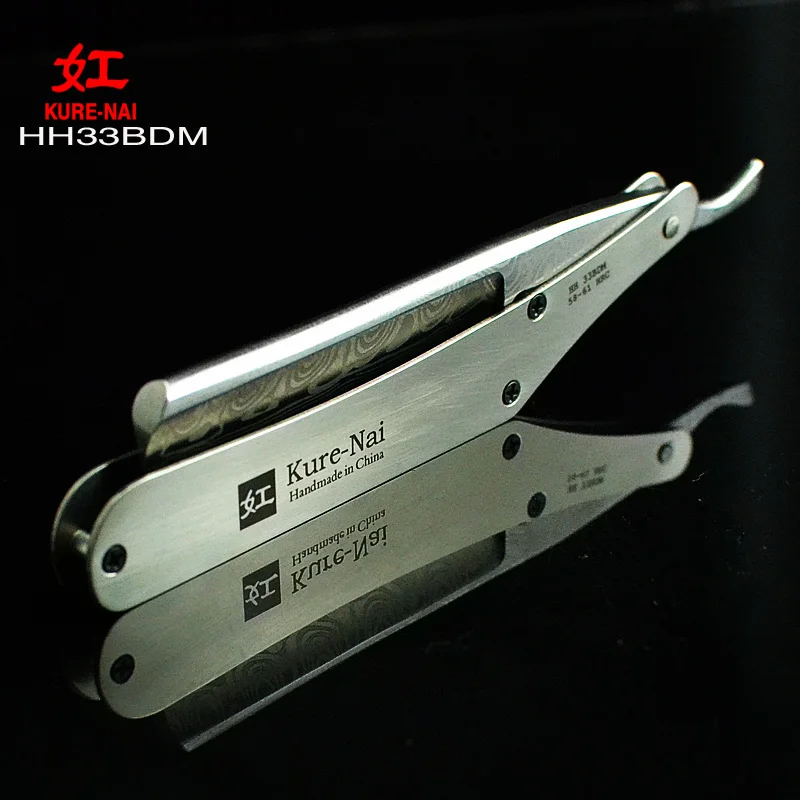 1 X KURE NAI HH33BDM ручка из нержавеющей стали для бритья с Дамасским узором складная
