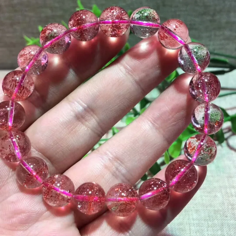 Натуральный Lepidocrocite кварцевый браслет красный супер семь прозрачный 10,5 мм круглый шарик растягивающийся Кристальный браслет женский AAAAA