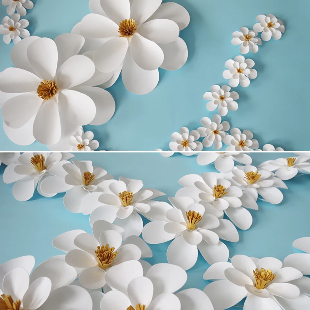 

19pcs set White Color Giant Paper Flowers Party Wedding Decor For Photo Booth Backdrop For Wedding Background