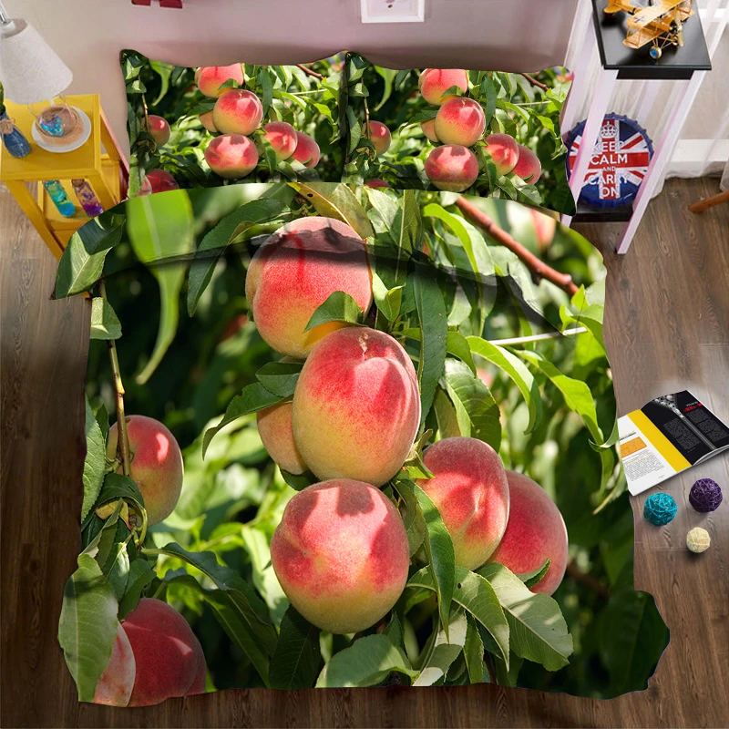 

White Swan peach flowers and other digital 3D effect Sheets Quilt