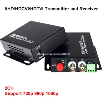 

1080P HD AHD CVI TVI Fiber optical video converter, 2 Channel Video Optical Conveter Single Mode 20KM