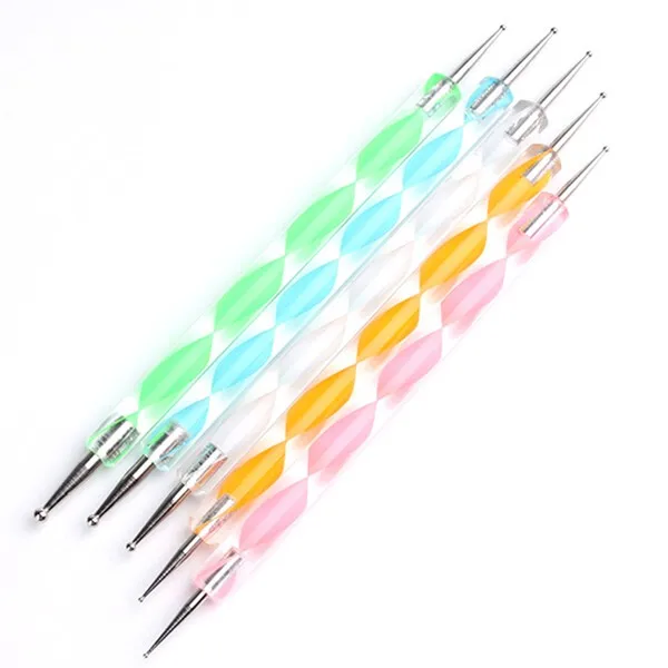 5 шт 2Way мраморный, точечный инструмент для маникюра Краска Ручка для ногтей Краска для дизайна ногтей случайные цвета
