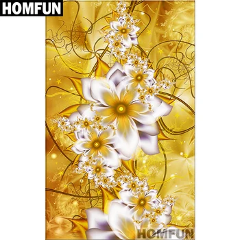 

HOMFUN Full Square/Round Drill 5D DIY Diamond Painting "Gold and flower" 3D Embroidery Cross Stitch 5D Home Decor A01059