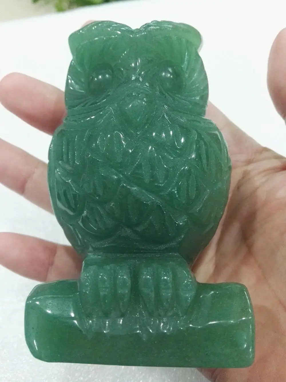 Hand carved natural Dongling jade owl ornamentsin Statues & Sculptures