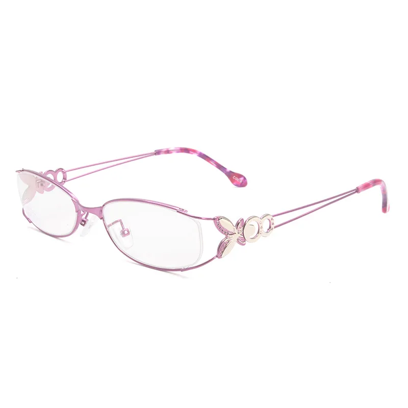 2565 женские металлические очки в форме бабочки, оправа, оптические очки по рецепту для женщин, модные очки, оправа для очков - Цвет оправы: Фиолетовый