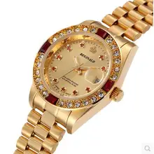Luxurious Crown Model Watch Full Gold Metal Clock Trend Girls Male Couple Hight Grade Water Resistant Calendar Diamond Watches