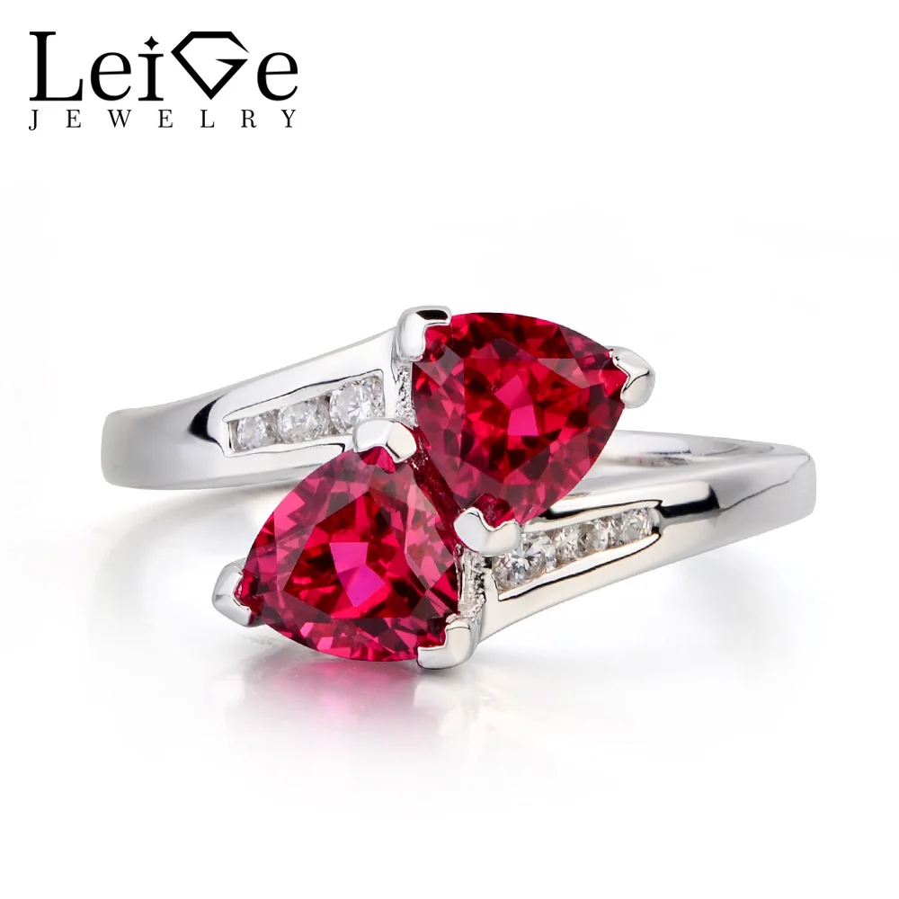 Leige Jewelry Wedding Ring Ruby Ring July Birthstone Trillion Cut Red Gemstone Genuine 925 Sterling Silver Ring Gifts for Girls Leige Jewelry Wedding Ring Ruby Ring July Birthstone Trillion Cut Red Gemstone Genuine 925 Sterling Silver Ring Gifts for Girls
