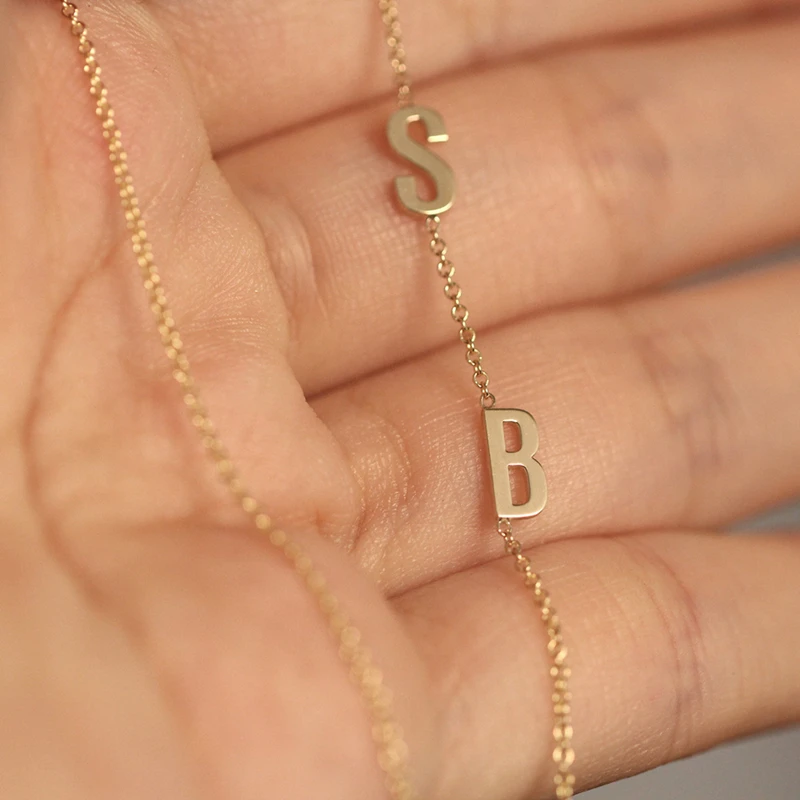 

Sideways Jewelry Initial Letter Necklaces Silver Custom Name Necklace Women Friendship Gift Stainless Steel Chain Collares Mujer